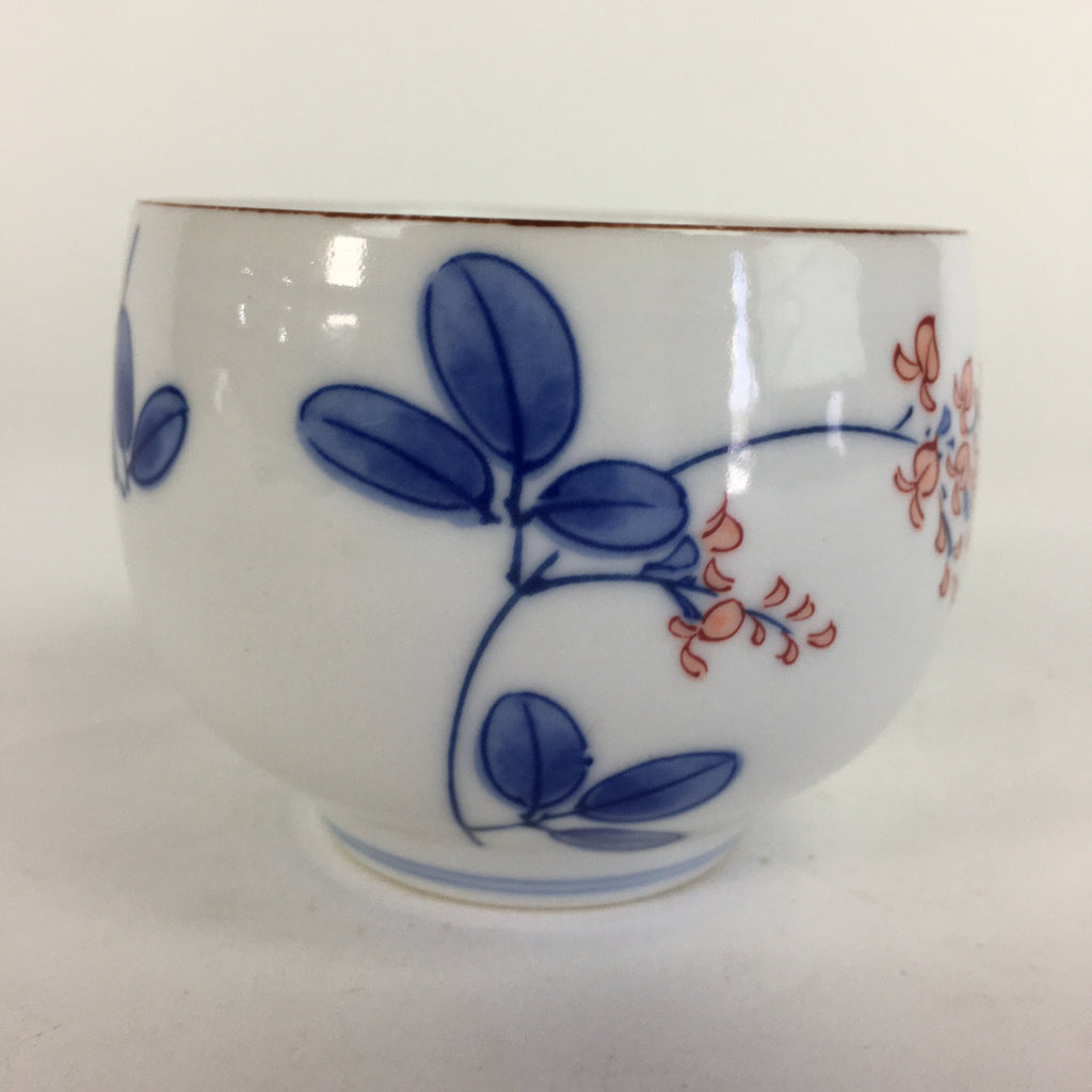 Japanese Porcelain Teacup Yunomi Vtg Wisteria Flower White Sencha TC214