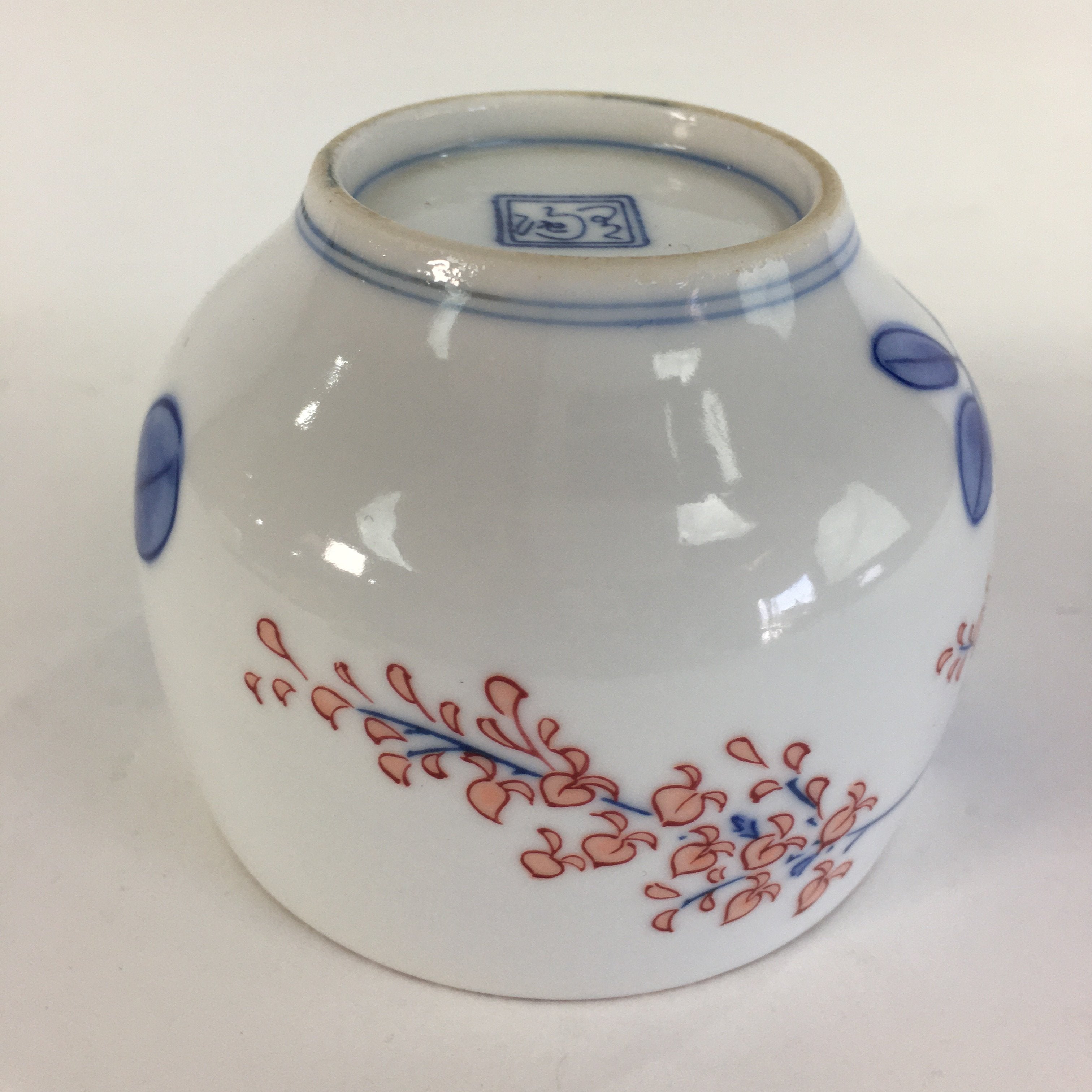 Japanese Porcelain Teacup Yunomi Vtg Wisteria Flower White Sencha TC214