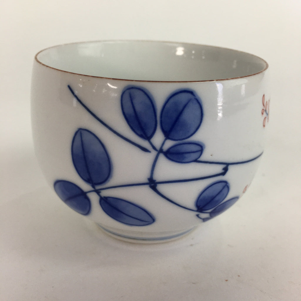Japanese Porcelain Teacup Yunomi Vtg Wisteria Flower White Sencha TC214