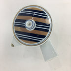 Japanese Porcelain Teapot Vtg Kyusu Pottery White Blue Brown Stripes Sencha PP5