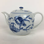 Japanese Porcelain Teapot Vtg Kyusu Pottery White Blue Sometsuke Sencha PP595