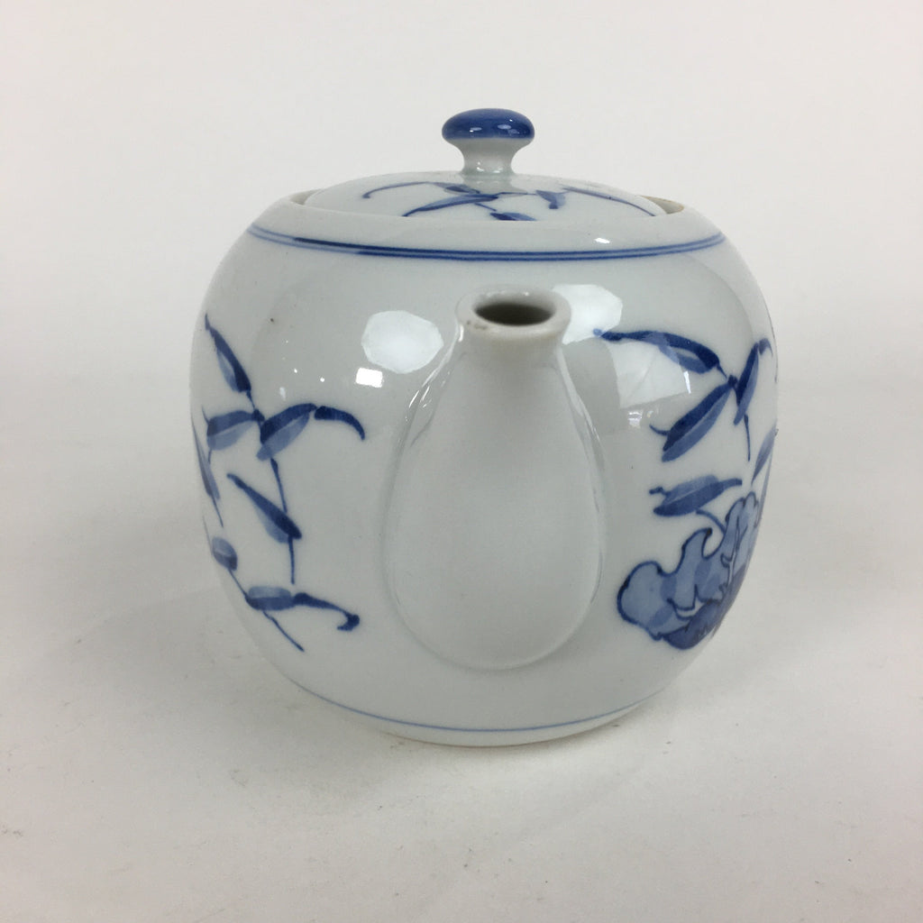Japanese Porcelain Teapot Vtg Kyusu Pottery White Blue Sometsuke Sencha PP595