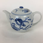 Japanese Porcelain Teapot Vtg Kyusu Pottery White Blue Sometsuke Sencha PP595