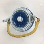 Japanese Porcelain Teapot Vtg Kyusu Pottery White Blue Stripes Sencha PP594