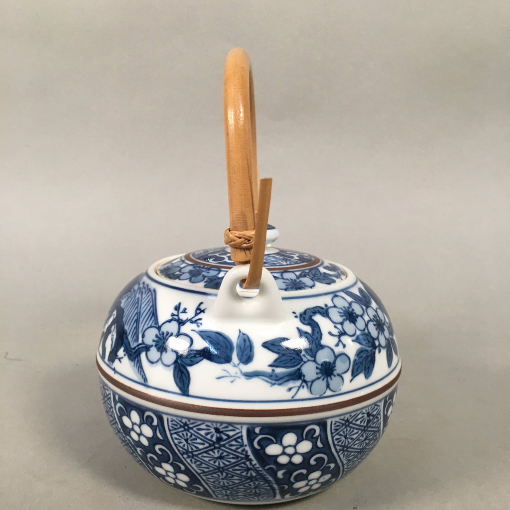 Japanese Porcelain Teapot Vtg Kyusu Sencha Arita ware Blue White Sometsuke PP41