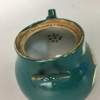Japanese Porcelain Teapot Vtg Kyusu Sencha Green Floral Camellia PP128