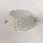 Japanese Porcelain Tiny Pot Bowl Basket Shape Two Handles White Container PP875