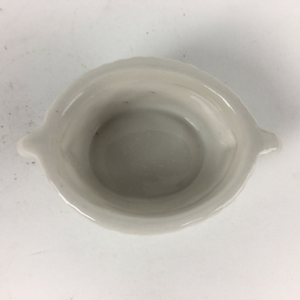 Japanese Porcelain Tiny Pot Bowl Basket Shape Two Handles White Container PP875
