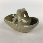 Japanese Porcelain Tiny Pot Vtg Basket Shape One Handles Brown Green PP881