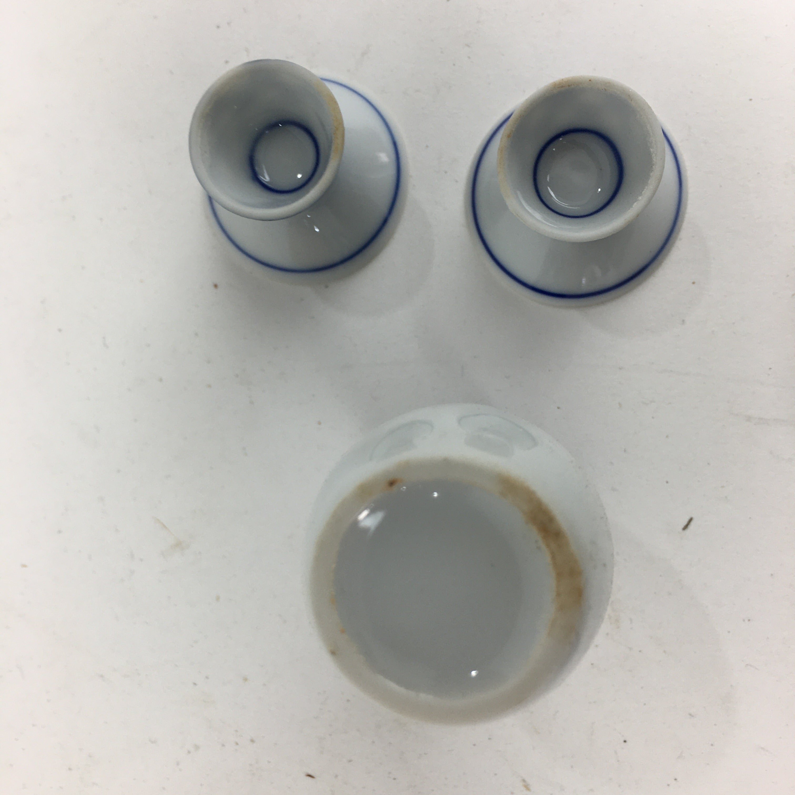 Japanese Porcelain Tiny Sake Cup Bottle Set Vtg Guinomi Tokkuri Ornament PX584