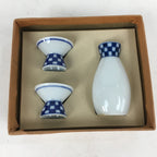 Japanese Porcelain Tiny Sake Cup Bottle Set Vtg Guinomi Tokkuri Ornament PX584
