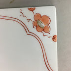 Japanese Porcelain Trivet Vtg Hot Pot Stand Plum Blossom Square White Red PP131