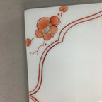 Japanese Porcelain Trivet Vtg Hot Pot Stand Plum Blossom Square White Red PP131