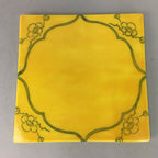 Japanese Porcelain Trivet Vtg Hot Pot Stand Plum Blossom Square yellow PP130