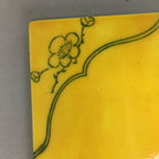 Japanese Porcelain Trivet Vtg Hot Pot Stand Plum Blossom Square yellow PP130