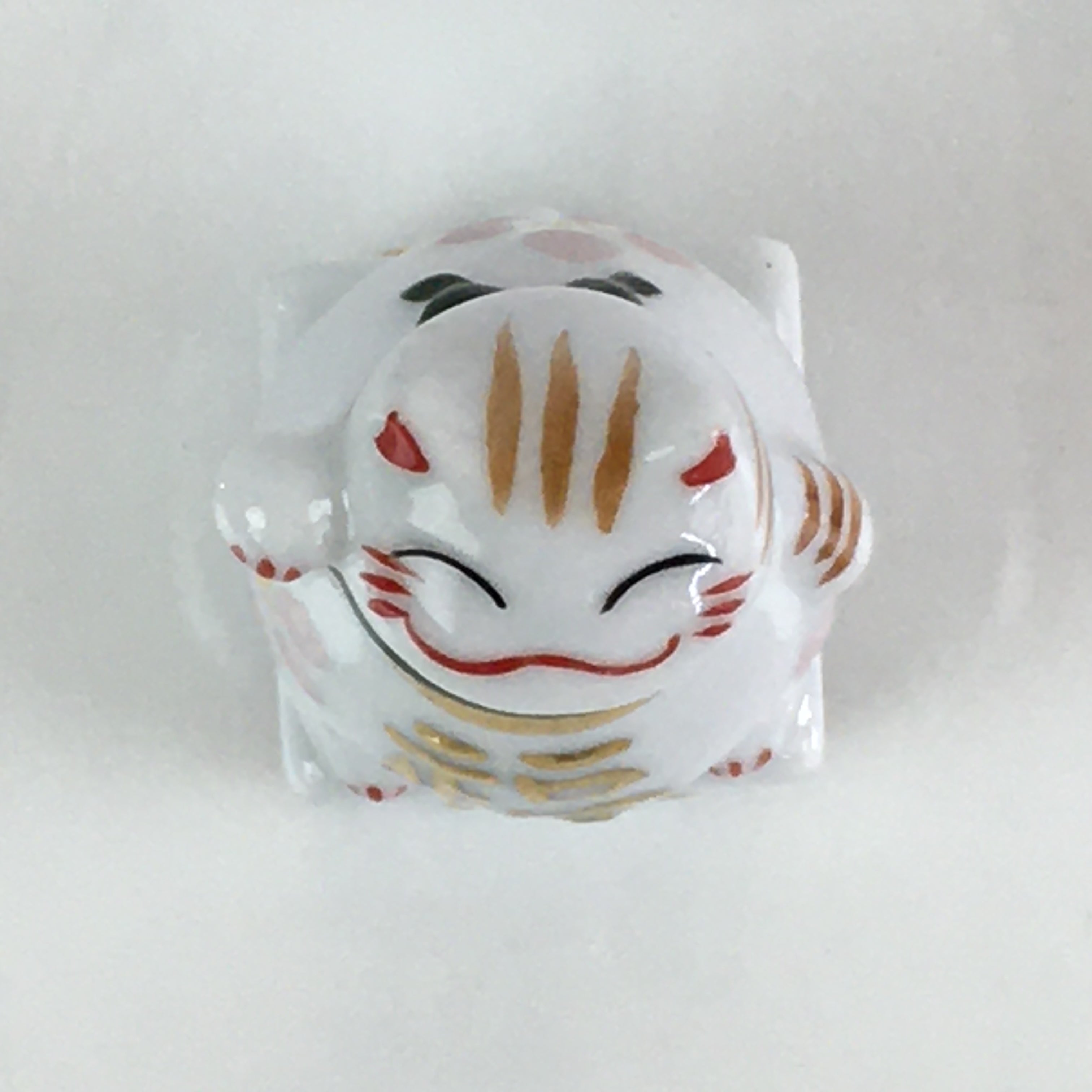 Japanese Porcelain White Cat Vtg Manekineko Figurine Okimono JK379