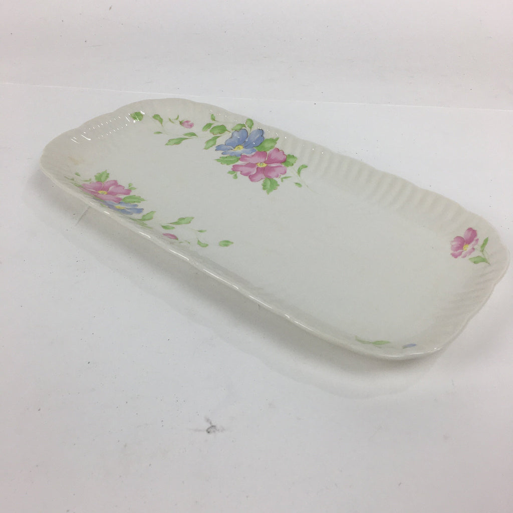 Japanese Porcelain Wide Plate Vtg Rectangle Shape Sandwich Plate White PP749