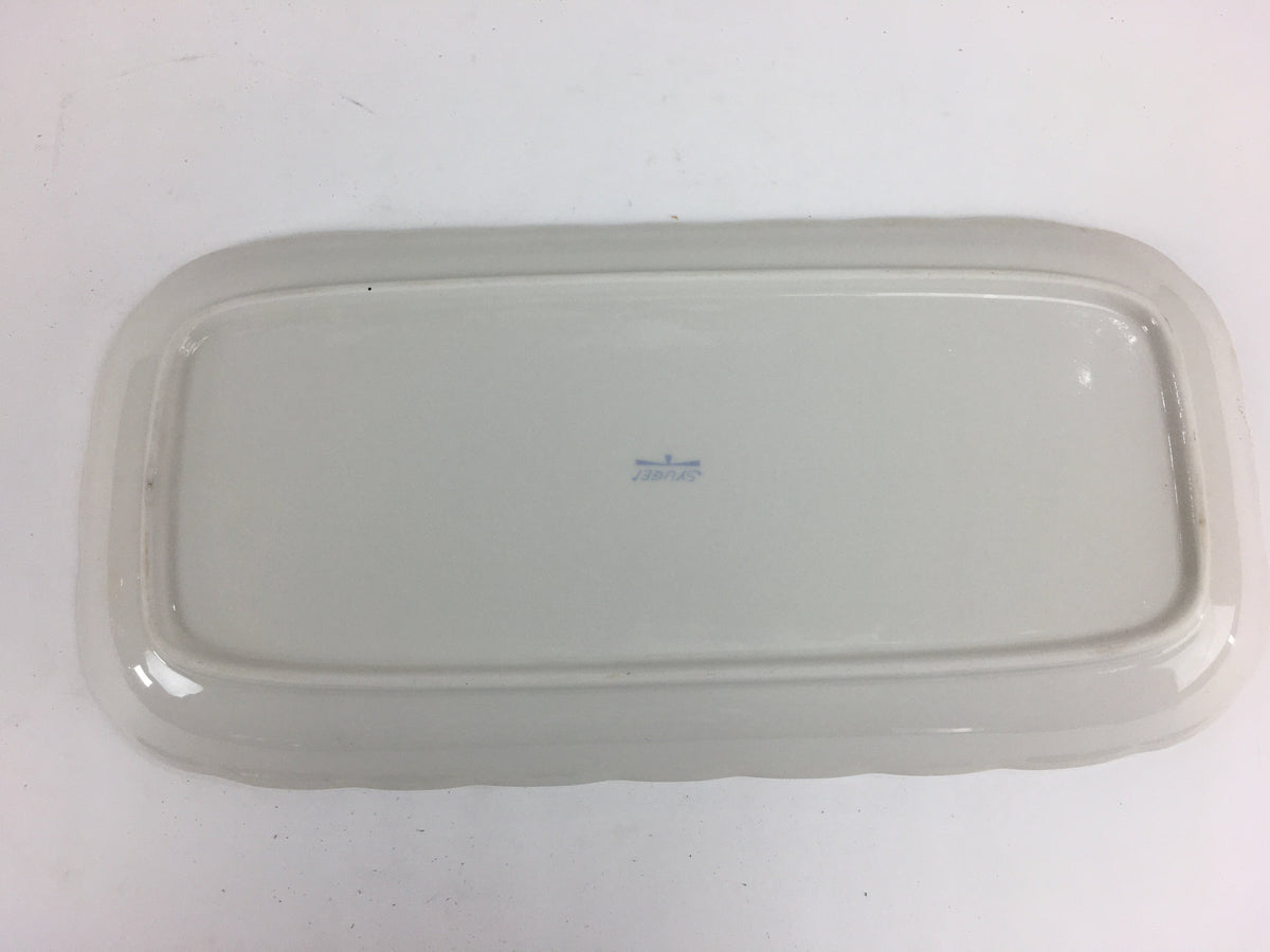 Japanese Porcelain Wide Plate Vtg Rectangle Shape Sandwich Plate White PP749