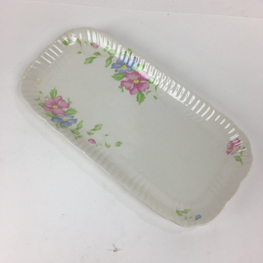 Japanese Porcelain Wide Plate Vtg Rectangle Shape Sandwich Plate White PP749