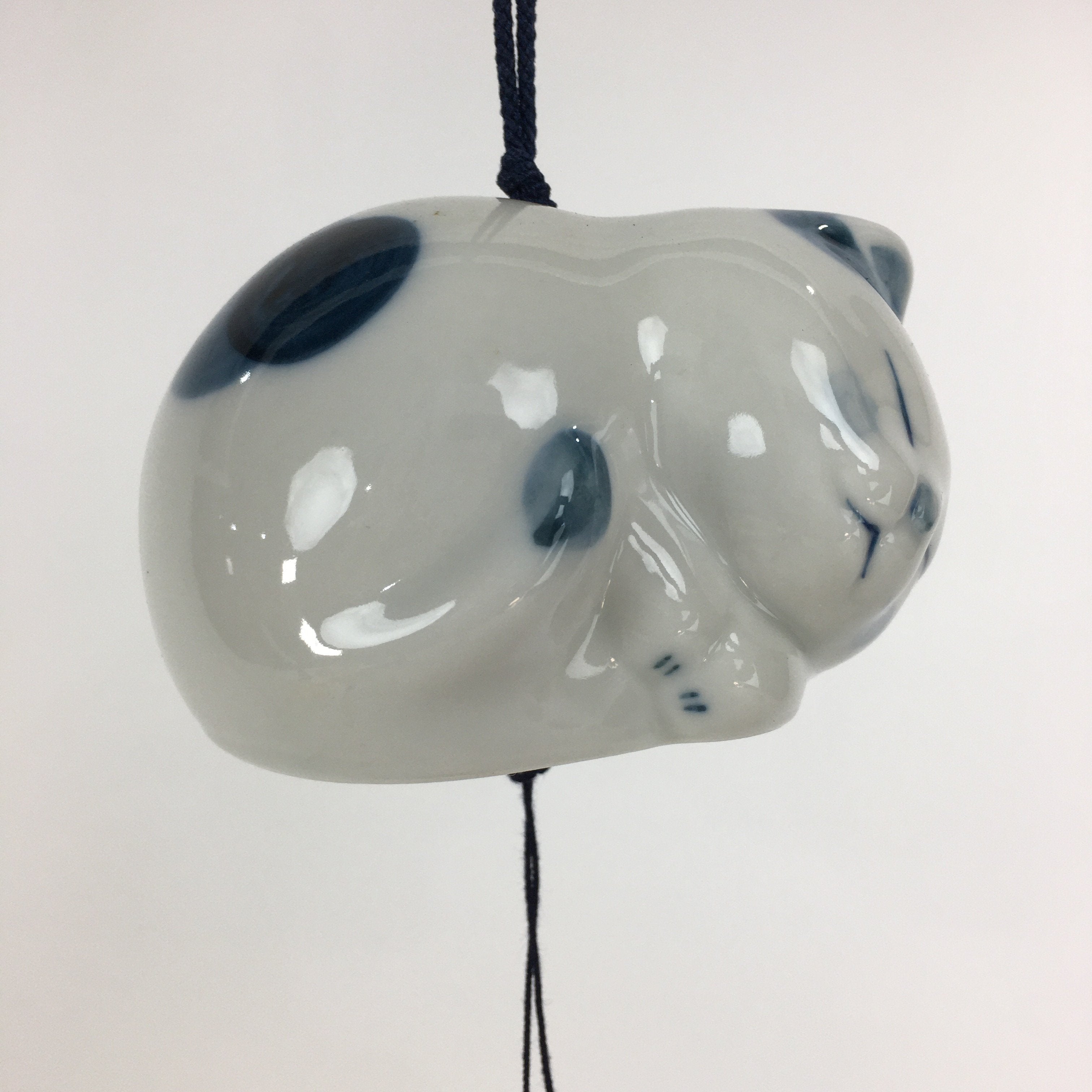 Japanese Porcelain Wind Chime Vtg Wind Bell Hanging decoration Cat Furin JK247