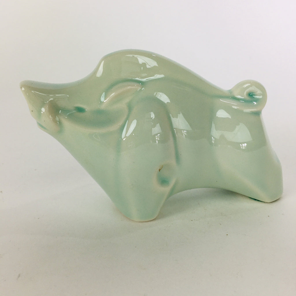 Japanese Porcelain Zodiac Boar Figurine Vtg Green Lucky Charm Inoshishi BD661
