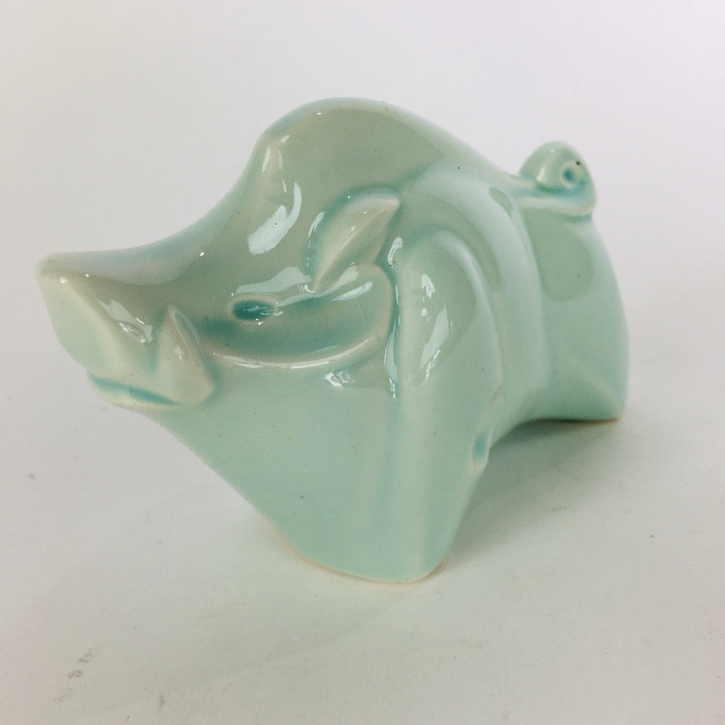 Japanese Porcelain Zodiac Boar Figurine Vtg Green Lucky Charm Inoshishi BD662