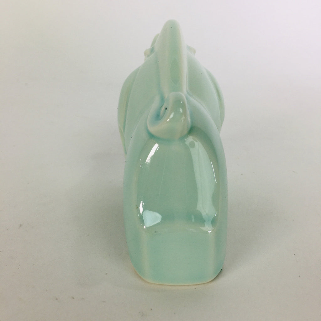 Japanese Porcelain Zodiac Boar Figurine Vtg Green Lucky Charm Inoshishi BD662