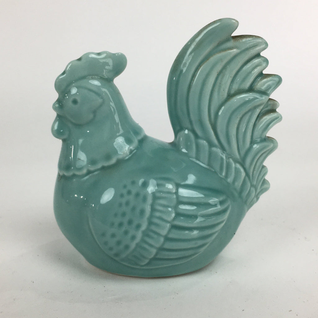 Japanese Porcelain Zodiac Chicken Statue Vtg Blue Lucky Charm Figurine BD703