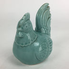 Japanese Porcelain Zodiac Chicken Statue Vtg Blue Lucky Charm Figurine BD703