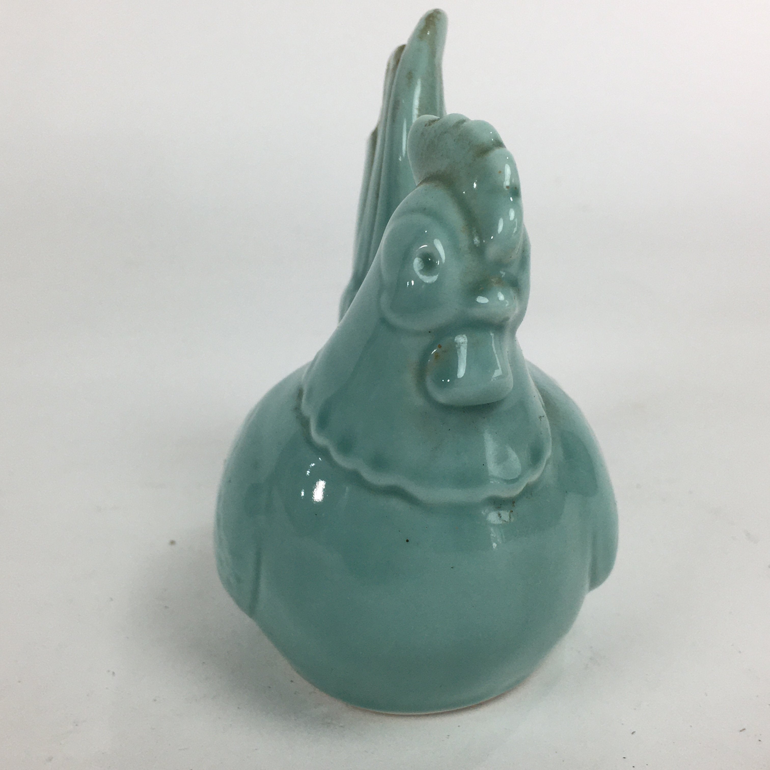 Japanese Porcelain Zodiac Chicken Statue Vtg Blue Lucky Charm Figurine BD703