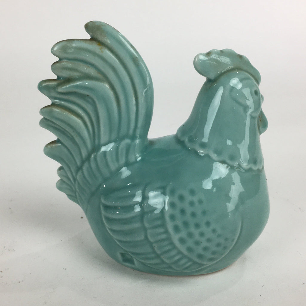 Japanese Porcelain Zodiac Chicken Statue Vtg Blue Lucky Charm Figurine BD703