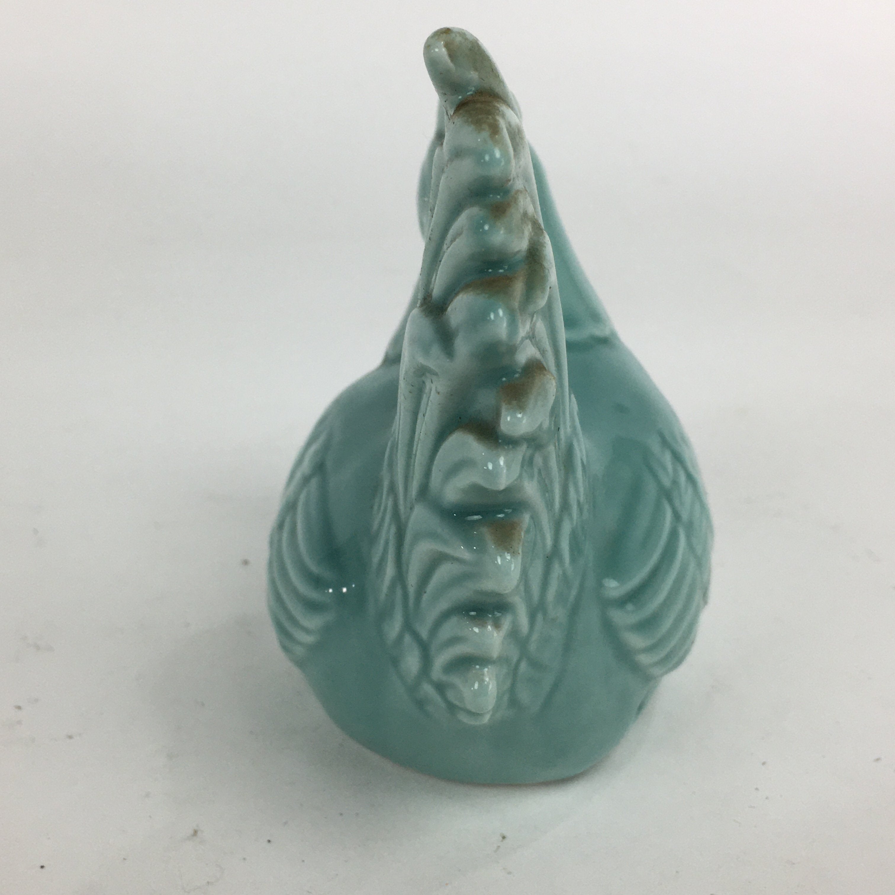 Japanese Porcelain Zodiac Chicken Statue Vtg Blue Lucky Charm Figurine BD703