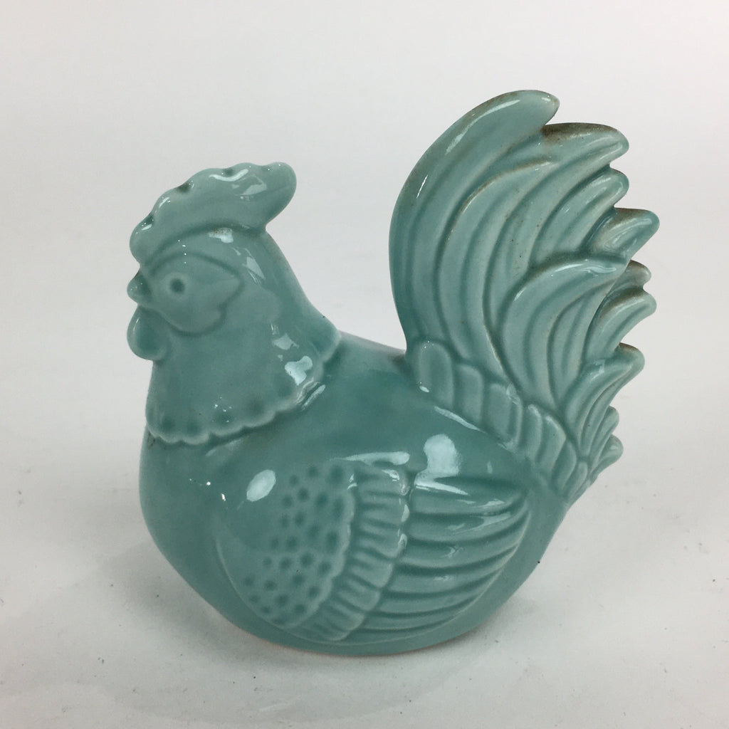 Japanese Porcelain Zodiac Chicken Statue Vtg Blue Lucky Charm Figurine BD703
