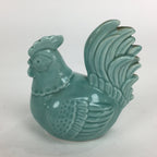 Japanese Porcelain Zodiac Chicken Statue Vtg Blue Lucky Charm Figurine BD703