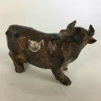 Japanese Porcelain Zodiac Cow Doll Vtg Brown Lucky Charm Statue Figurine BD675