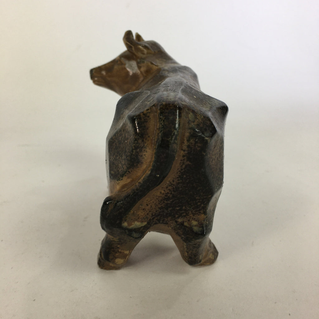 Japanese Porcelain Zodiac Cow Doll Vtg Brown Lucky Charm Statue Figurine BD675