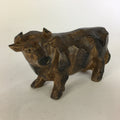 Japanese Porcelain Zodiac Cow Doll Vtg Brown Lucky Charm Statue Figurine BD675