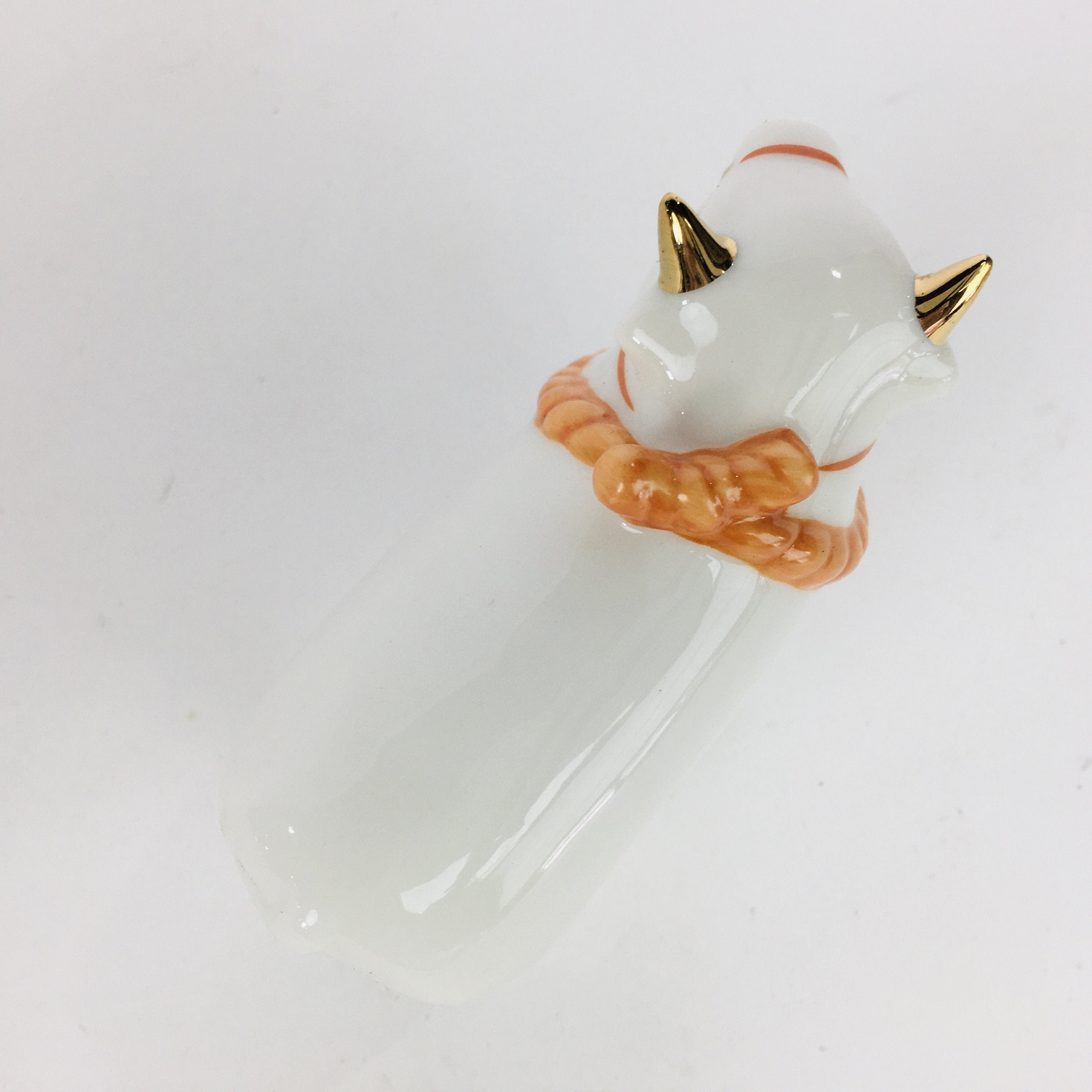Japanese Porcelain Zodiac Cow Doll Vtg White Lucky Charm Statue Figurine BD665