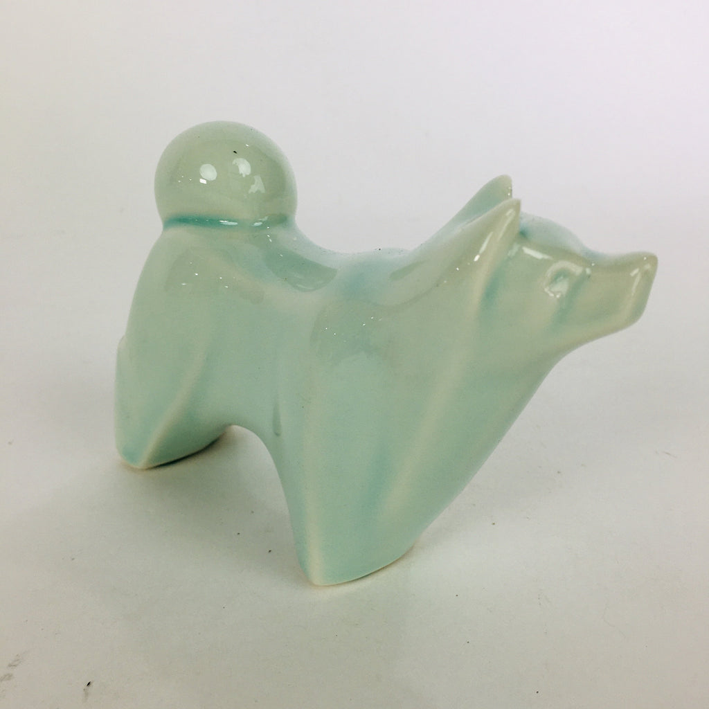 Japanese Porcelain Zodiac Dog Statue Vtg Green Lucky Charm Inu Figurine BD664