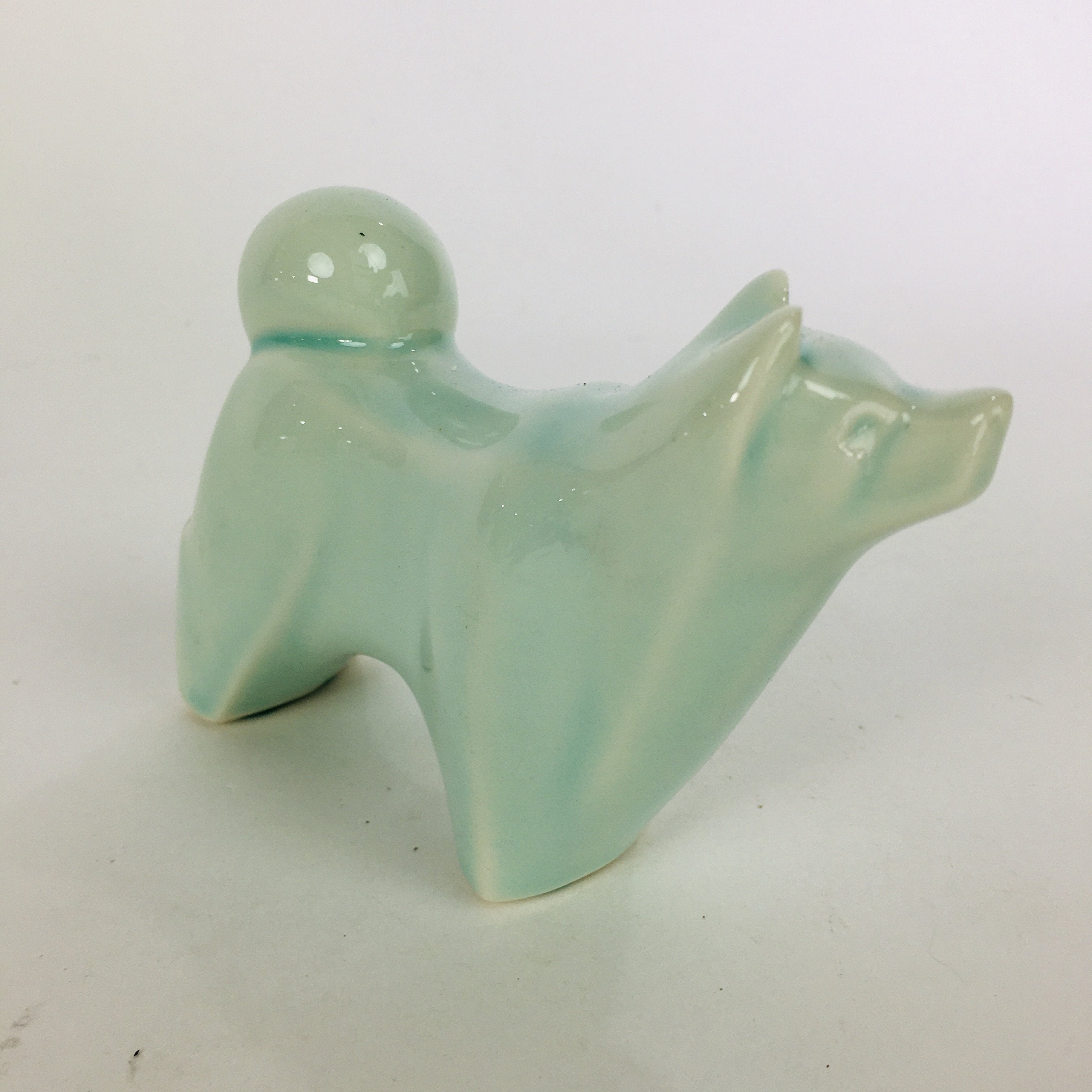 Japanese Porcelain Zodiac Dog Statue Vtg Green Lucky Charm Inu Figurine BD664