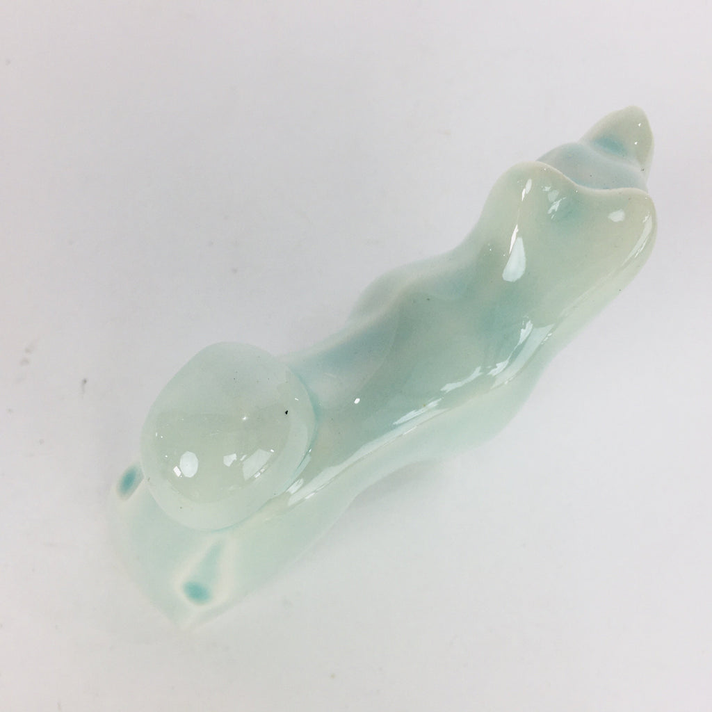 Japanese Porcelain Zodiac Dog Statue Vtg Green Lucky Charm Inu Figurine BD664