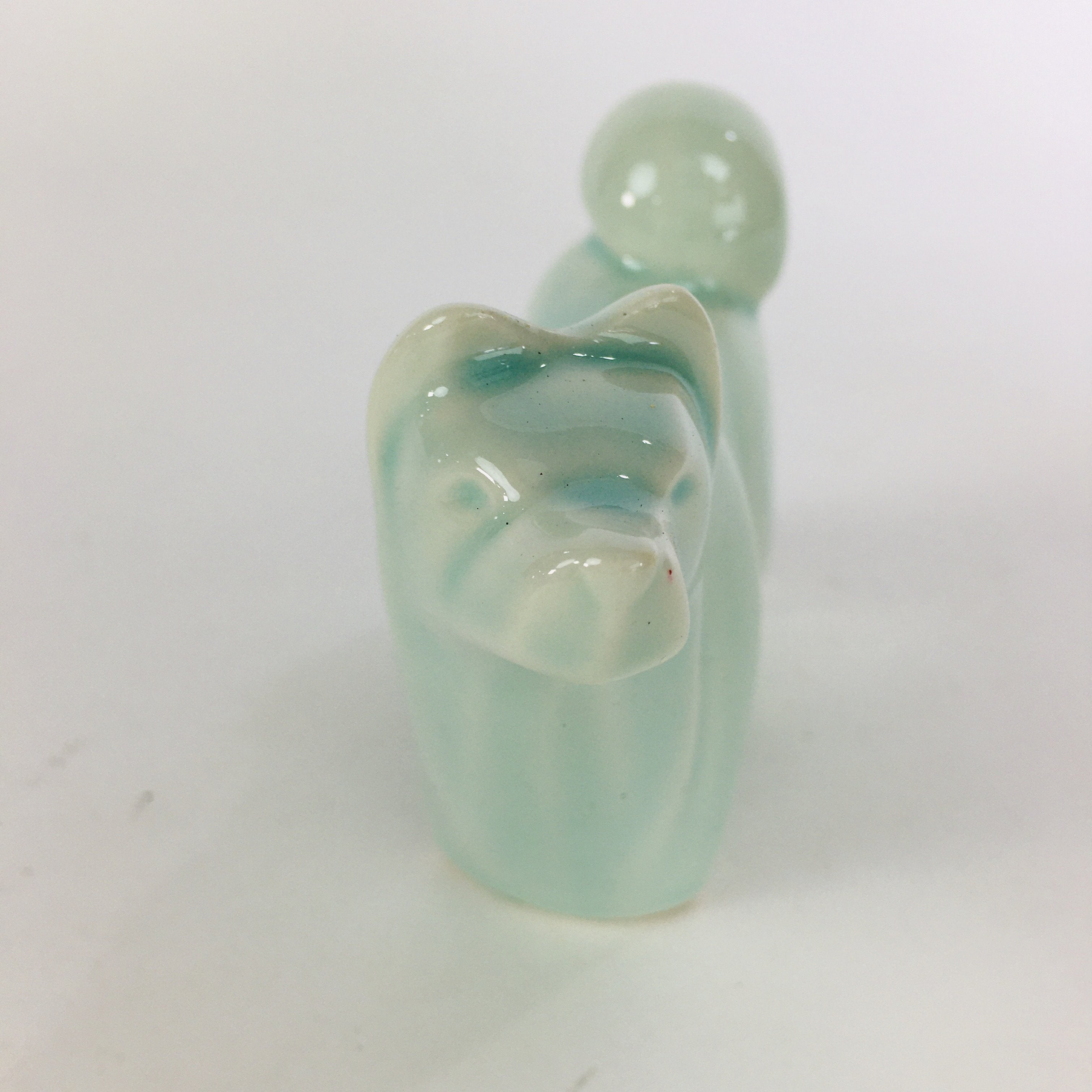 Japanese Porcelain Zodiac Dog Statue Vtg Green Lucky Charm Inu Figurine BD664
