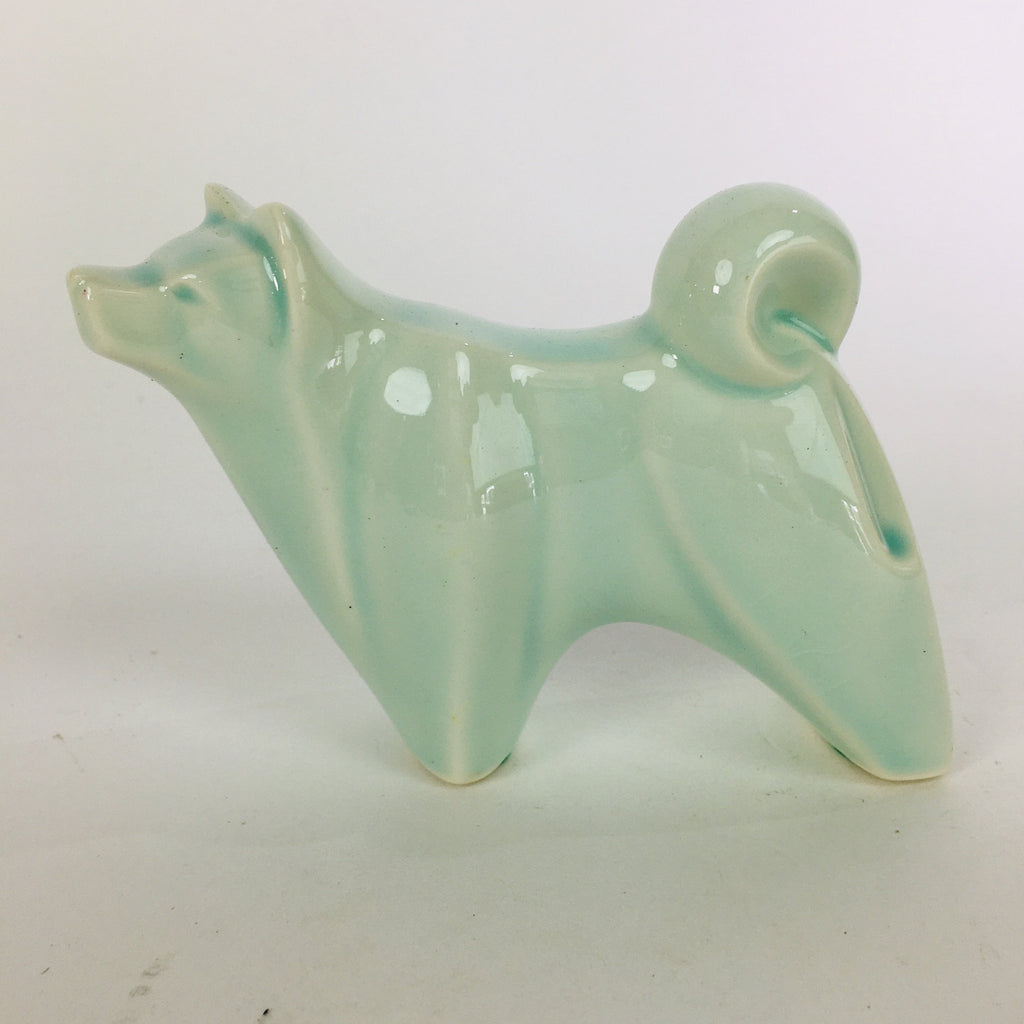 Japanese Porcelain Zodiac Dog Statue Vtg Green Lucky Charm Inu Figurine BD664