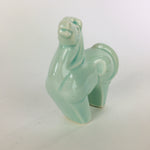 Japanese Porcelain Zodiac Horse Figurine Statue Vtg Green Lucky Charm Uma BD660