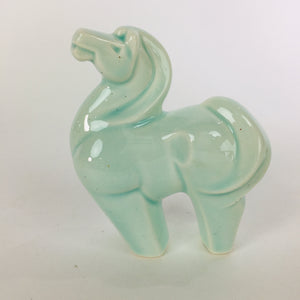 Japanese Porcelain Zodiac Horse Figurine Statue Vtg Green Lucky Charm Uma BD660