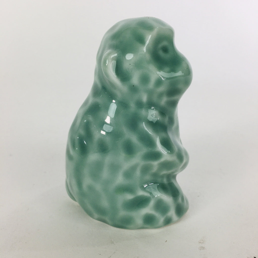 Japanese Porcelain Zodiac Monkey Statue Vtg Blue Lucky Charm Figurine BD668