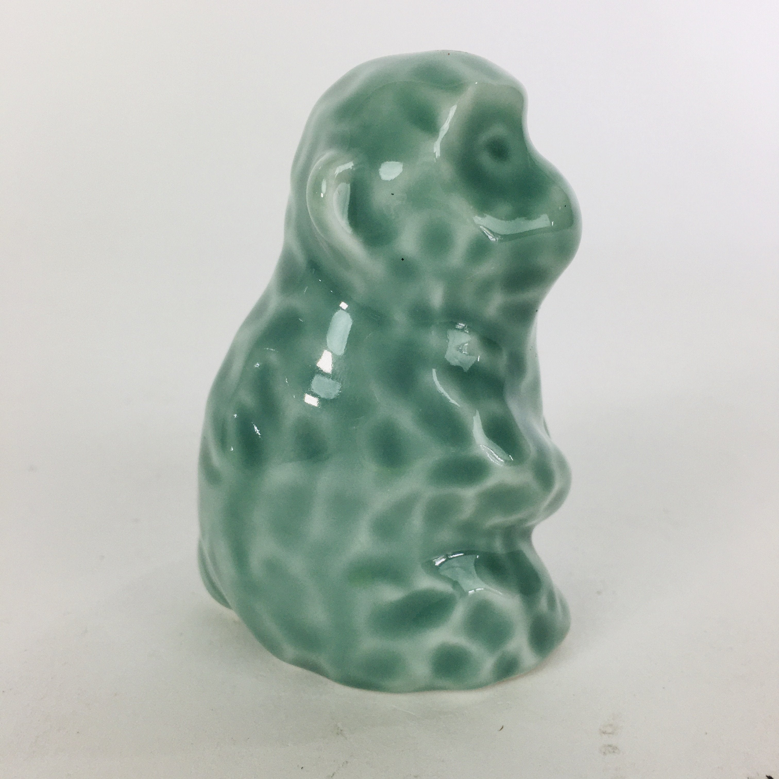 Japanese Porcelain Zodiac Monkey Statue Vtg Blue Lucky Charm Figurine BD668