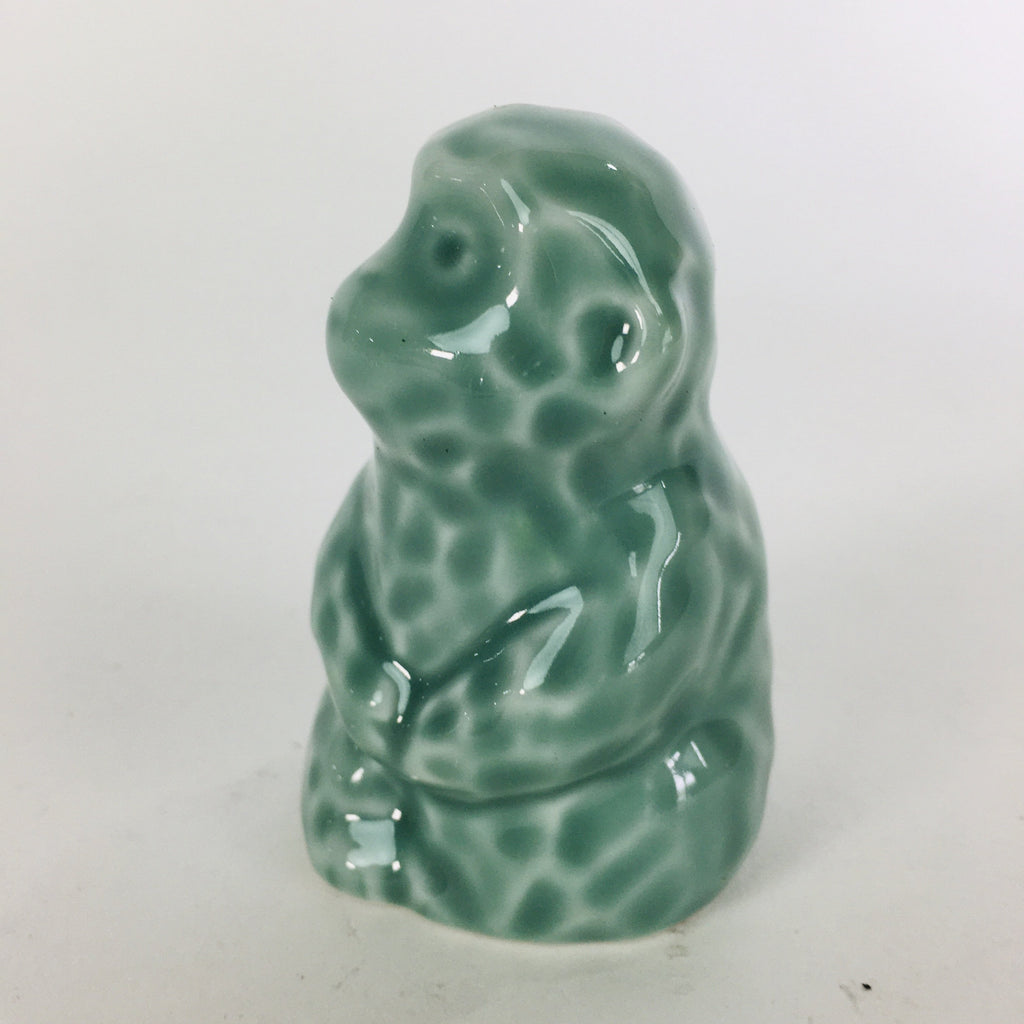 Japanese Porcelain Zodiac Monkey Statue Vtg Blue Lucky Charm Figurine BD668