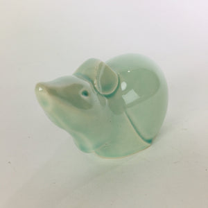 Japanese Porcelain Zodiac Mouse Figurine Vtg Green Lucky Charm Nezumi BD663