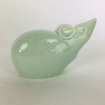 Japanese Porcelain Zodiac Mouse Figurine Vtg Green Lucky Charm Nezumi BD663